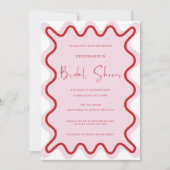 Rood Roze Golvende Grens Bruids Douche Uitnodiging (Voorkant)