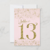 Rood Roze Gouden Glitter Tafel Nummers Nummer 13 Kaart (Voorkant)
