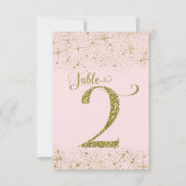 Rood Roze Gouden Glitter Tafel Nummers Nummer 2 Kaart (Achterkant)