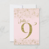 Rood Roze Gouden Glitter Tafel Nummers Nummer 9 Kaart (Voorkant)