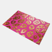 Rood Roze Gouden Luipaardprint Glamour Deurmat (Schuin)