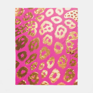 Rood Roze Gouden Luipaardprint Glamour Fleece Deken