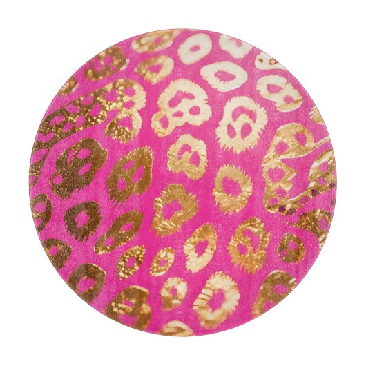 Rood Roze Gouden Luipaardprint Glamour Snijplank (Voorkant)