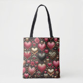 ROOD ROZE GOUDEN VALENTIJNSDAG LIEFDE HARTEN TOTE BAG (Voorkant)