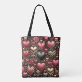 ROOD ROZE GOUDEN VALENTIJNSDAG LIEFDE HARTEN TOTE BAG (Achterkant)
