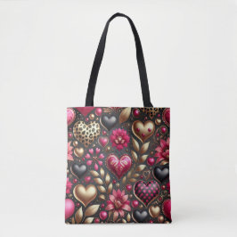 ROOD ROZE GOUDEN VALENTIJNSDAG LIEFDE HARTEN TOTE BAG