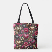 ROOD ROZE GOUDEN VALENTIJNSDAG LIEFDE HARTEN TOTE BAG (Achterkant)