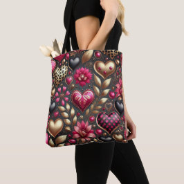 ROOD ROZE GOUDEN VALENTIJNSDAG LIEFDE HARTEN TOTE BAG