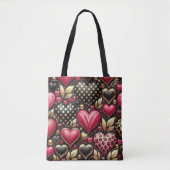 ROOD ROZE GOUDEN VALENTIJNSDAG LIEFDE HARTEN TOTE BAG (Voorkant)