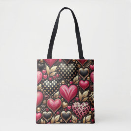 ROOD ROZE GOUDEN VALENTIJNSDAG LIEFDE HARTEN TOTE BAG