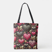 ROOD ROZE GOUDEN VALENTIJNSDAG LIEFDE HARTEN TOTE BAG (Achterkant)