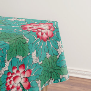 Rood Roze Groen Blauwgroen Chinees Lotuspatroon Tafelkleed