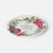 Rood Roze Groen Bloemen Kerstmis Krans Bruiloft Papieren Bordje (Gekanteld)