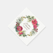 Rood Roze Groen Bloemen Kerstmis Krans Bruiloft Servet (Hoek)