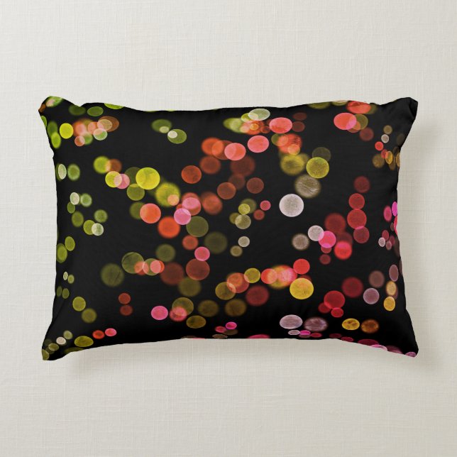 Rood Roze Groen Geel Abstract Bubble Patroon Accent Kussen (Voorkant)