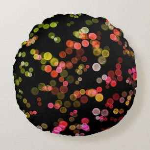 Rood Roze Groen Geel Abstract Bubble Patroon Rond Kussen