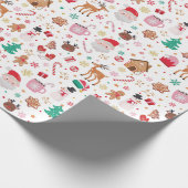 Rood Roze Groen Kerstmis Kerstman Winter Wonderlan Cadeaupapier (Hoek)