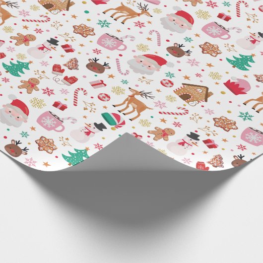 Rood Roze Groen Kerstmis Kerstman Winter Wonderlan Cadeaupapier (Hoek)