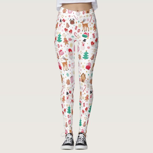 Rood Roze Groen Lelijk Kerstmis Sinterklaas Leggings (Voorkant)