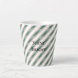 Rood Roze Groene Glinsterende Glitter Strepen Kers Latte Mok