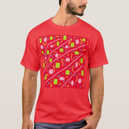 Rood roze groene kleine vierkantjes t-shirt