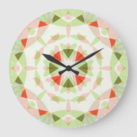 Rood Roze Groene Ster Leuk Boho Dopamine Decor Grote Klok (Voorkant)