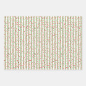 Rood Roze Groene Strepen Verjaardag Kerstmis Inpakpapier Vel (Voorkant 2)