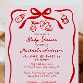 Rood & Roze Hand getrokken Doodle Whimsical Baby s Kaart