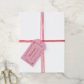 Rood Roze Handgeschreven Bow Lijst Dank u Cadeaulabel (Met Touw)