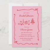 Rood Roze Handgeschreven Bow Lijst Vrijgezellenfee Kaart (Voorkant)