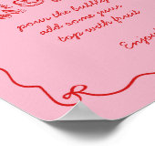 Rood Roze Handgeschreven Vrijgezellenfeest Mimosa  Poster (Hoek)