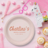 Rood roze handschrift Retro Vrijgezellenfeest Papieren Bordje (Feest)