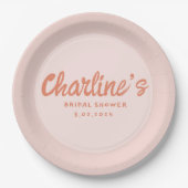 Rood roze handschrift Retro Vrijgezellenfeest Papieren Bordje (Voorkant)