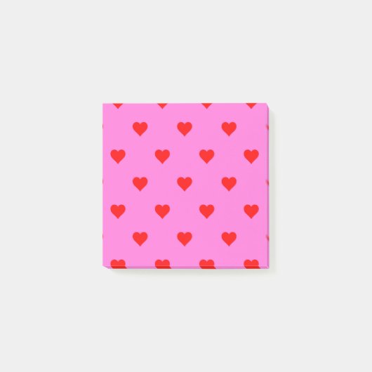 Rood Roze Hart Patroon Retro Chic Post-it® Notes (Voorkant)
