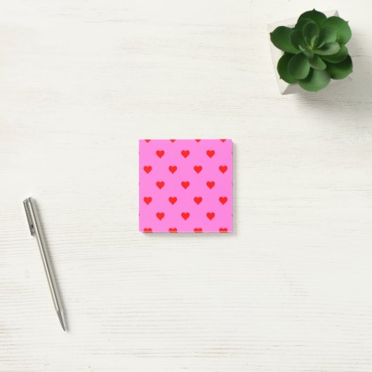 Rood Roze Hart Patroon Retro Chic Post-it® Notes (Kantoor)
