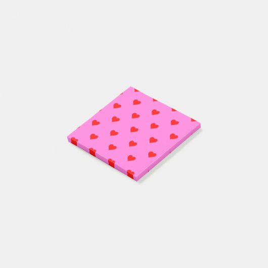 Rood Roze Hart Patroon Retro Chic Post-it® Notes (Schuin)
