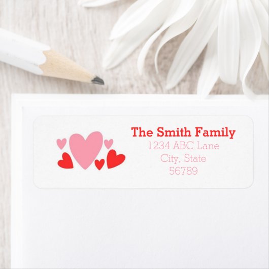 Rood & Roze Hart Retouradreslabel Etiket (Insitu)