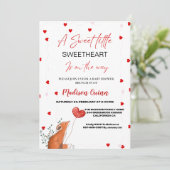 Rood & Roze Hart Valentijn Sweetheart Baby shower Kaart (Staand voorkant)