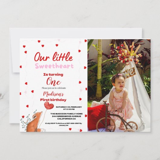 Rood Roze Hart Valentijnsdag Sweetheart Verjaardag Kaart (Voorkant)