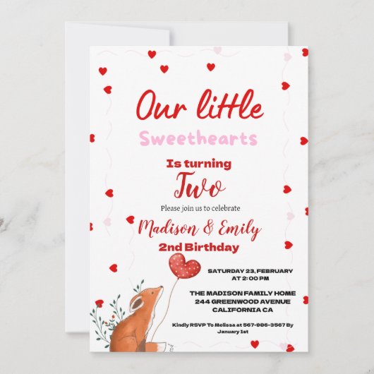 Rood Roze Hart Valentijnsdag Sweetheart Verjaardag Kaart (Voorkant)