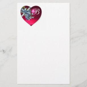 ROOD ROZE HART & VERGEET ME NOTS MONOGRAM BRIEFPAPIER