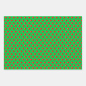 Rood & roze hartritme op groen, rood en wit inpakpapier vel (Voorkant 3)