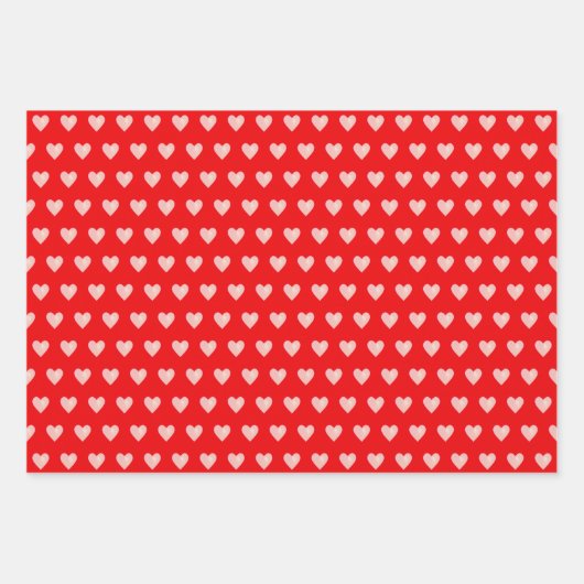 Rood & roze hartritme op groen, rood en wit inpakpapier vel (Voorkant 2)