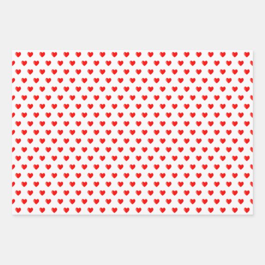 Rood & roze hartritme op groen, rood en wit inpakpapier vel (Voorkant)