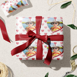 Rood + Roze hartsatroon met foto-Valentijnsdag Cadeaupapier