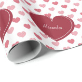 Rood + roze hartsatroon met Valentijnsdag Naam Cadeaupapier (Rol Hoek)