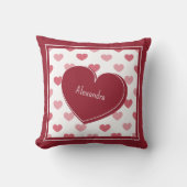 Rood + roze hartsatroon met Valentijnsdag notitie Kussen (Voorkant)