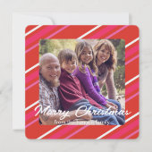 Rood & Roze Holly Kerstplein Foto Feestdagenkaart (Voorkant)