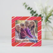 Rood & Roze Holly Kerstplein Foto Feestdagenkaart (Staand voorkant)