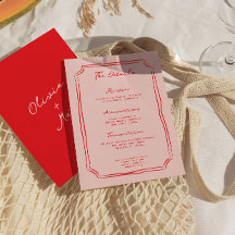Rood + Roze Huwelijksdetails Bijlagekaart